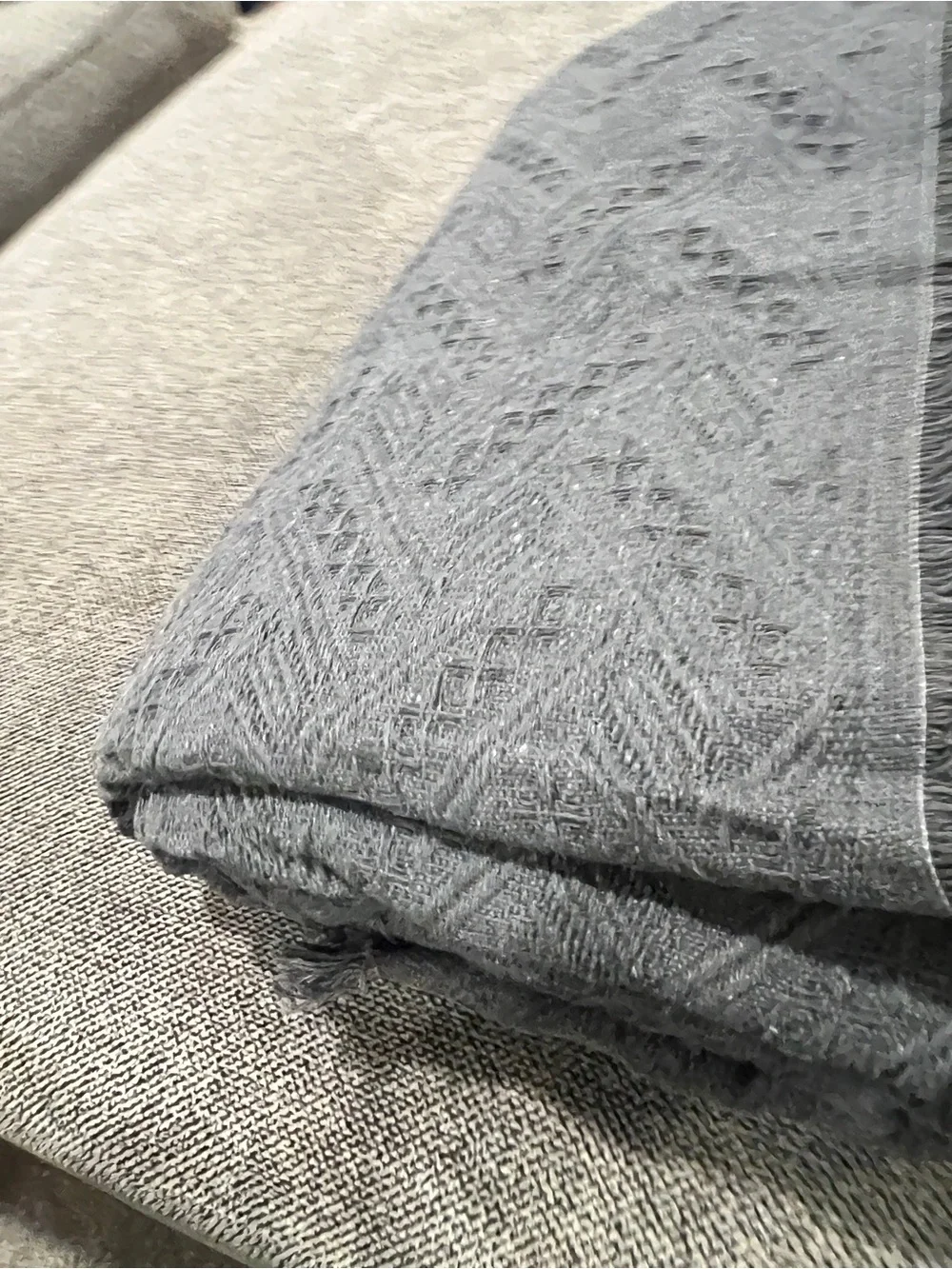 Textured Fringe Bedspread - Charcoal Gray